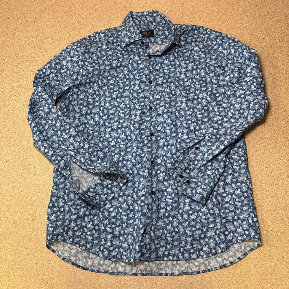 Mirto Madrid 1956 Blue Floral Print Cotton Shirt Size XL A1